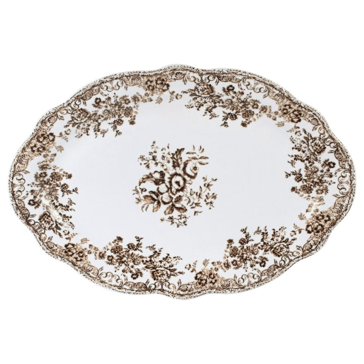 Bricard Fleury - Porcelæn tallerkensæt - 25 Dele | 6 Personer | Brun