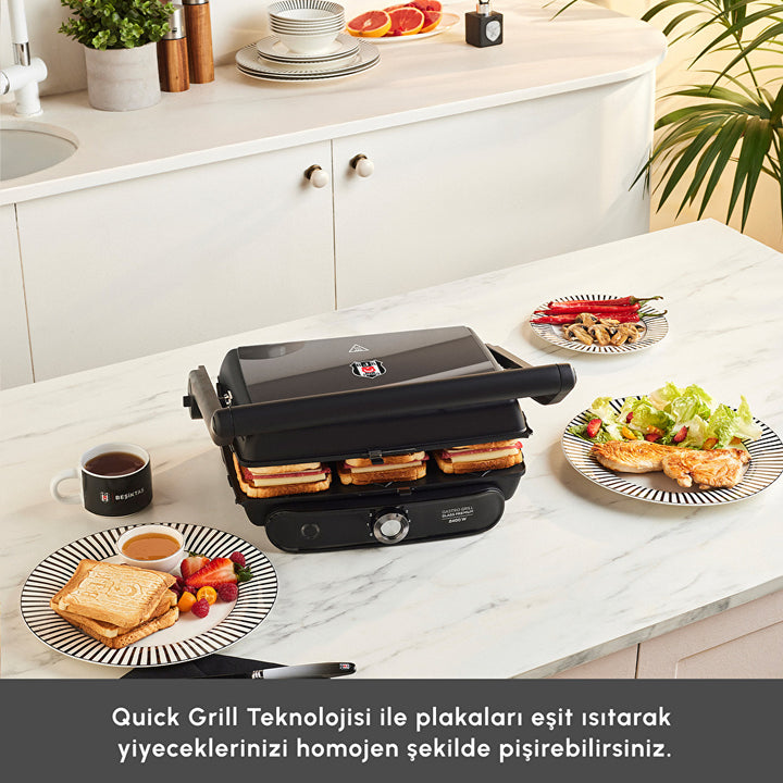 Karaca x Beşiktaş - Gastro Grill Glass Grill &amp; Toastmaskine - 2400 W
