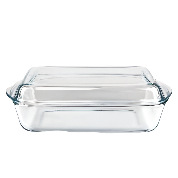 Ovnfast Rektangulær Glasfad m/Glaslåg 1,95 L. - Borcam