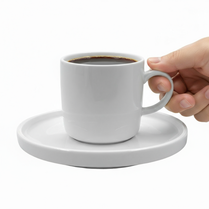 Porcelæn Hvid Espressosæt 12 dele - 100 ml - Almina