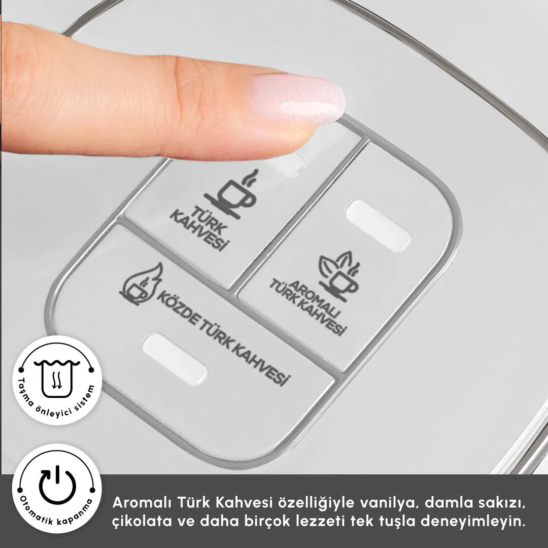 Karaca Hatır Neo Inox - Tyrkisk Kaffemaskine med Kande - Rustfrit Stål – Hvid