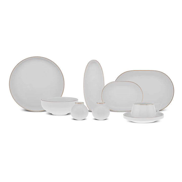 Karaca Stream Bone Meridian Morgenmadssæt | 34 dele | 6 personer | Guld