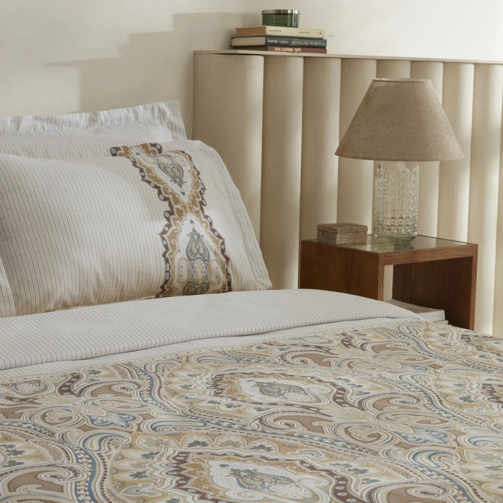 Karaca Home Lemy 100 % bomuld dobbeltdyne-sengesæt – Beige