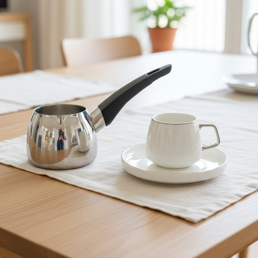 Karaca PowerSteel 316+ Tokyo Induktionskompatibelt Stål Kaffekandesæt (Cezve) - 4 Dele