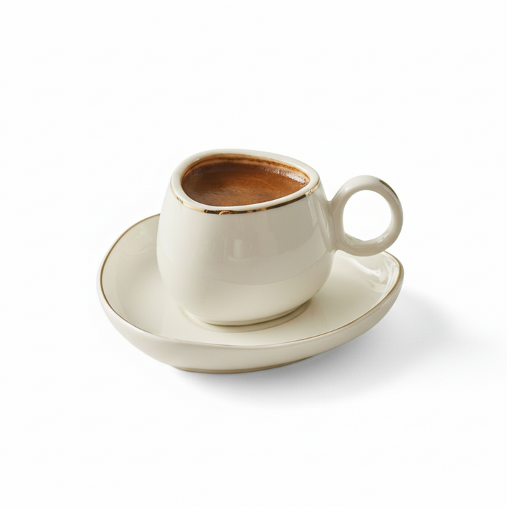 Karaca Streamline Tribe Espressosæt - til 2 Personer – 90 ml - Hvid/Guldkant