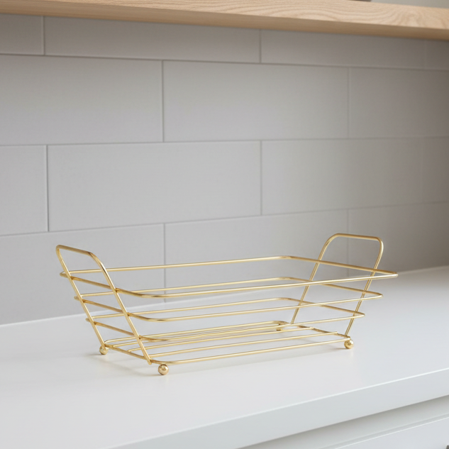 Almina Metalkurv Rektangulær 26x19x7 cm - Guld