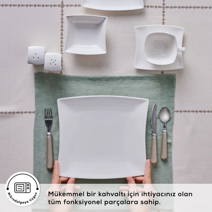 Karaca Perfect White Morgenmads Porcelænssæt - 32 dele 6 personer