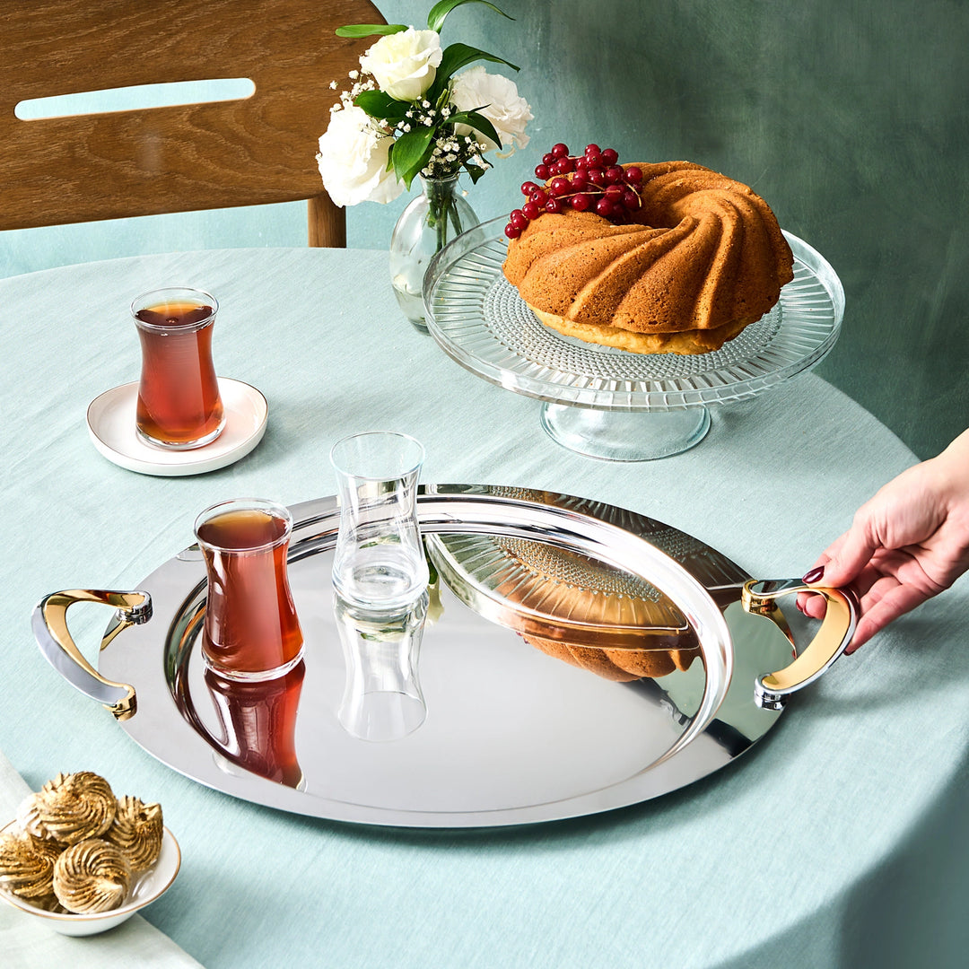 Karaca Serra Rund Serveringsbakke i Stål – 41 cm