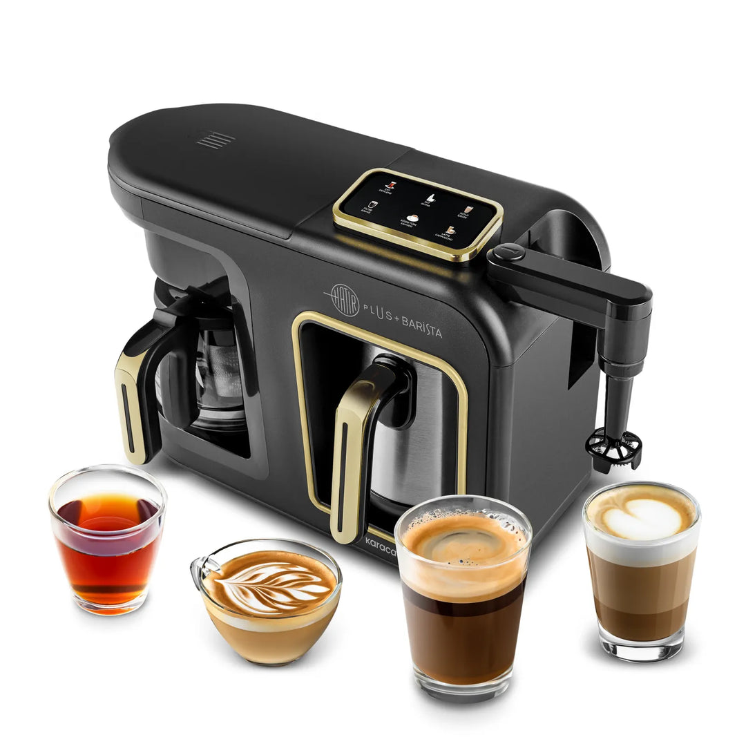 Karaca Hatir Plus Barista 6-i-1 Talende Latte Cappuccino og Ember Tyrkisk Kaffemaskine - Mineral Gold
