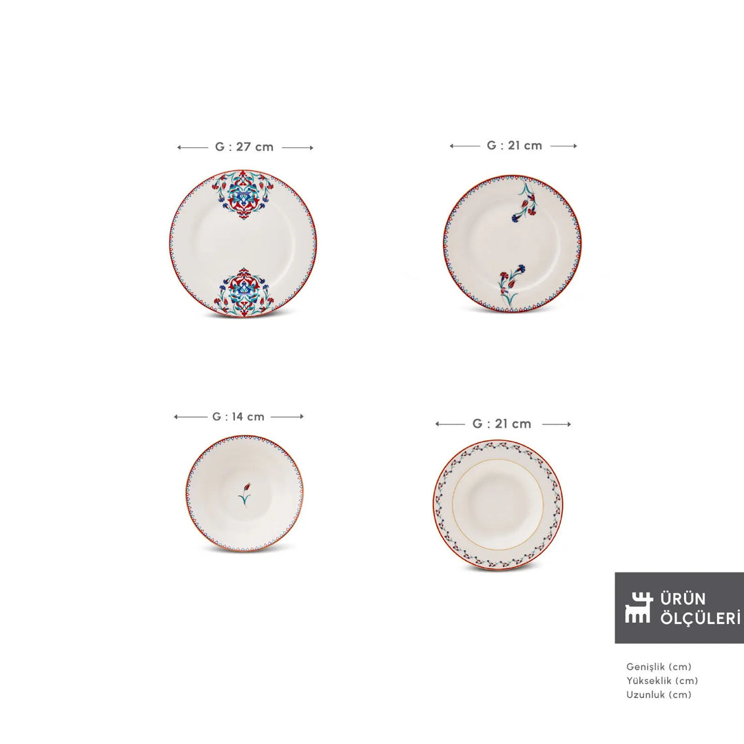 Karaca Forever Bone Nakkaş – 24 dele middagssæt til 6 personer