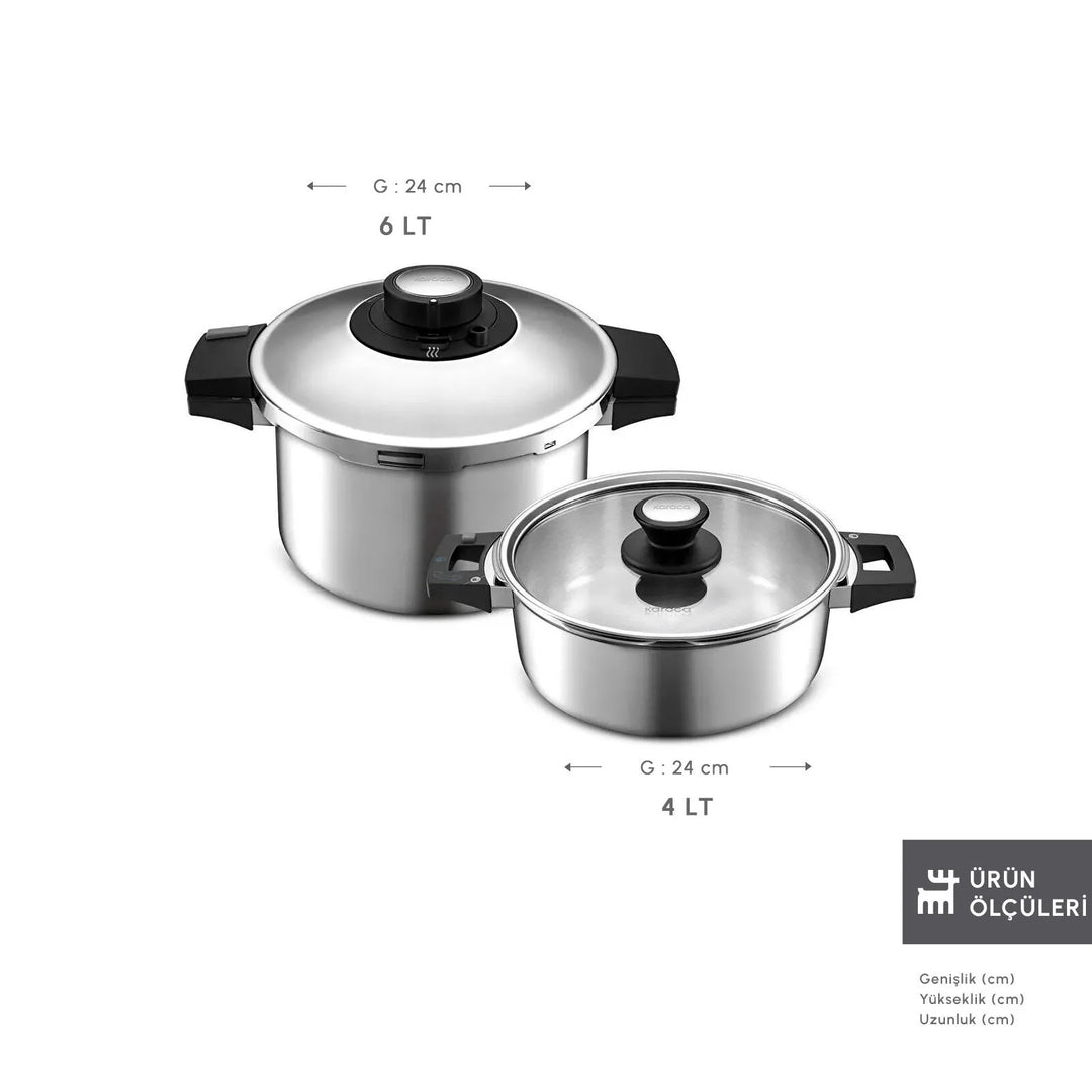 Karaca Quick & Safe Induktionskompatibelt Trykkogersæt – 4 + 6 L