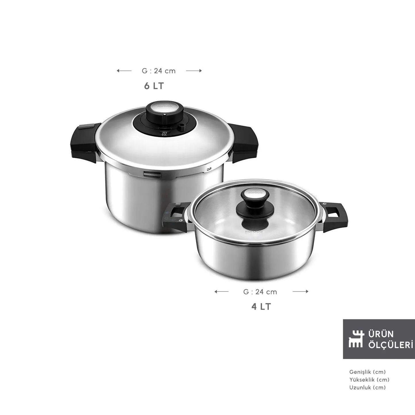 Karaca Quick & Safe Induktionskompatibelt Trykkogersæt – 4 + 6 L