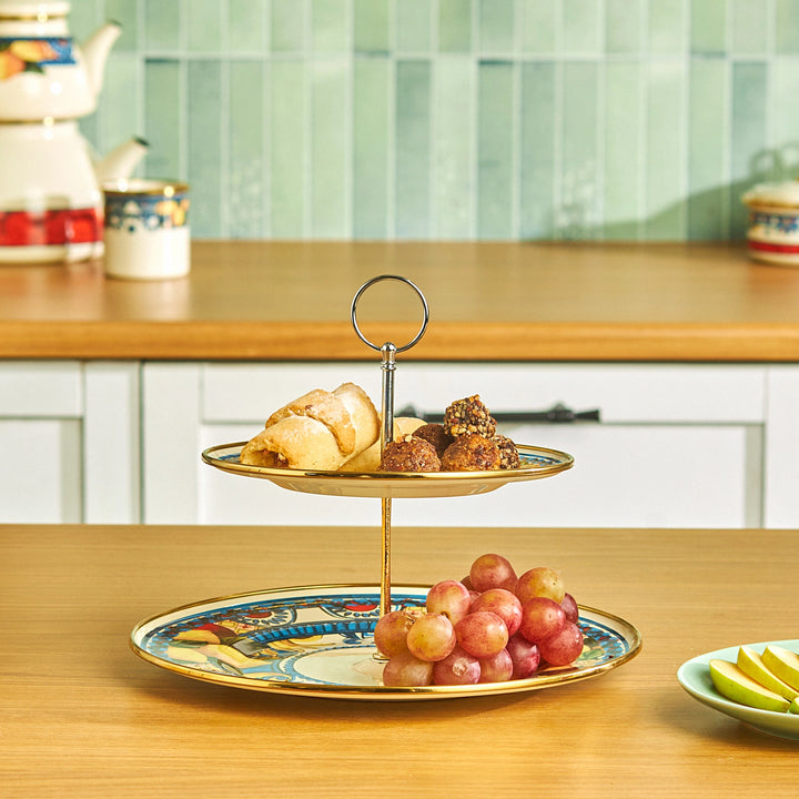 Karaca Amalfi Emalje 2-etagers Kagestand