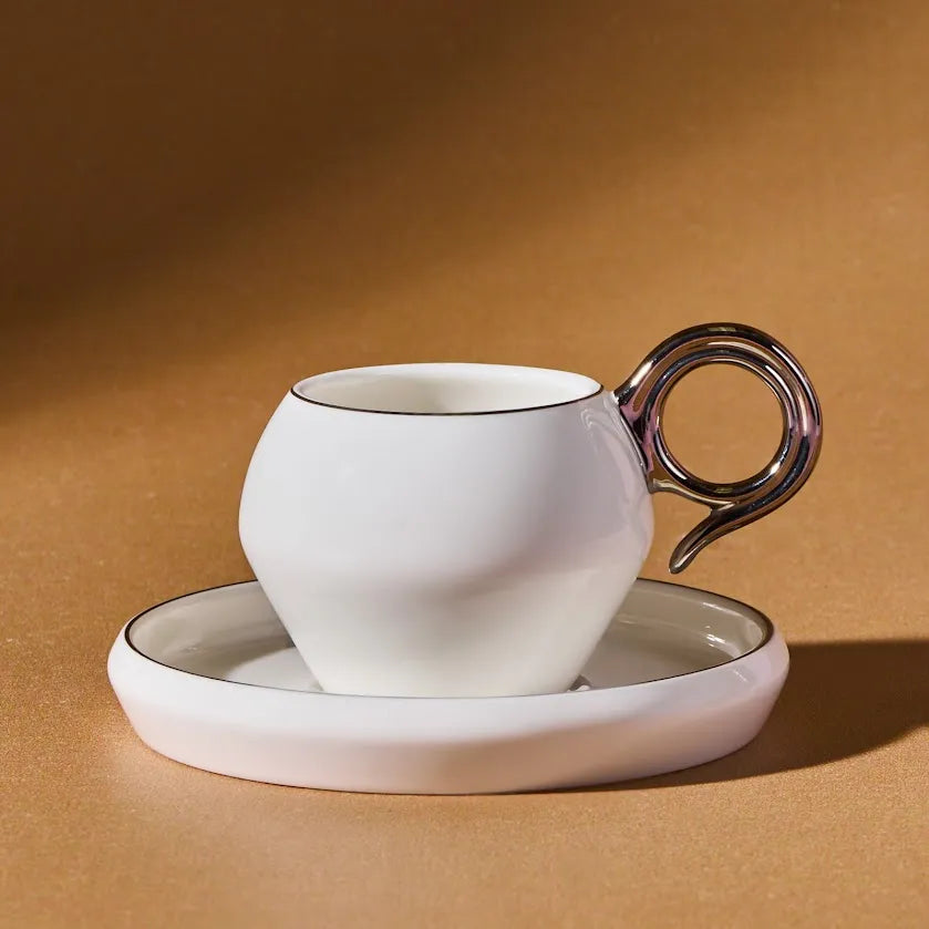 KARACA VENUS ESPRESSOKOPPER TIL 2 PERSONER (100 ml.), HVID/GULD