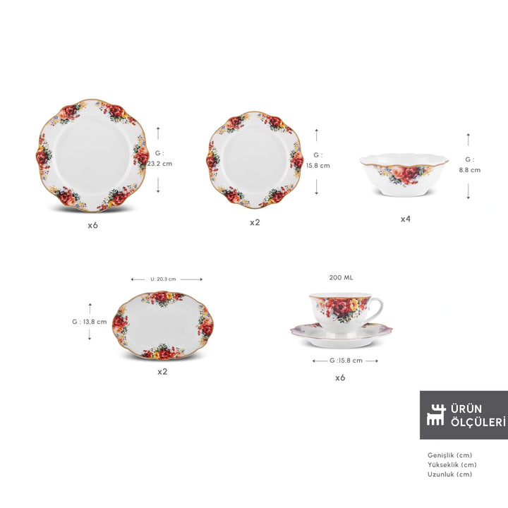 Karaca Forever Bone Amarose 26 Dele – 6 Personer