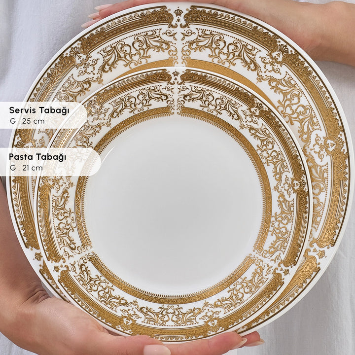 Karaca Forever Bone Goldenia 24 Dele – Spisesæt til 6 Personer