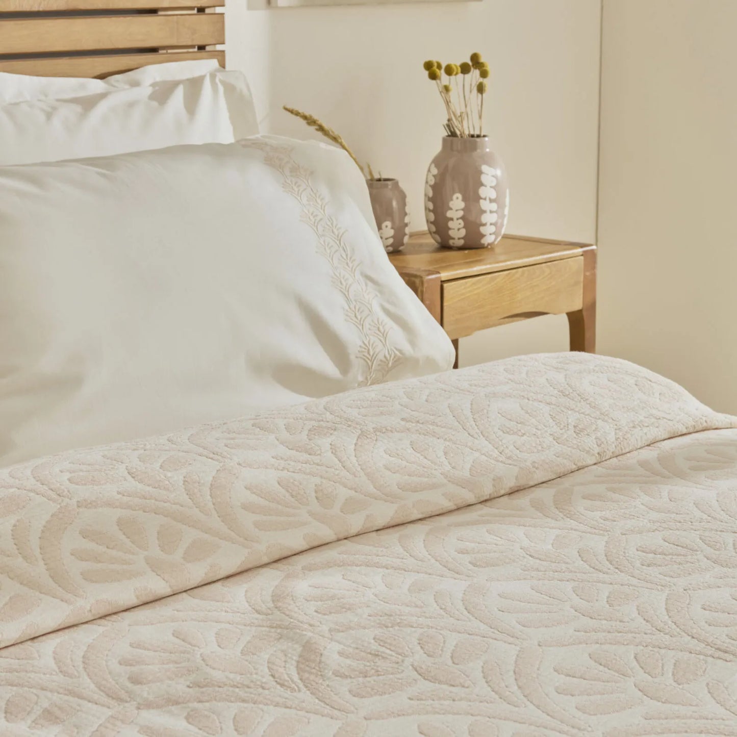 Karaca Home Shailyn Broderet Musselin Sengetæppesæt 200x220 cm (Dobbeltseng) | Rosa