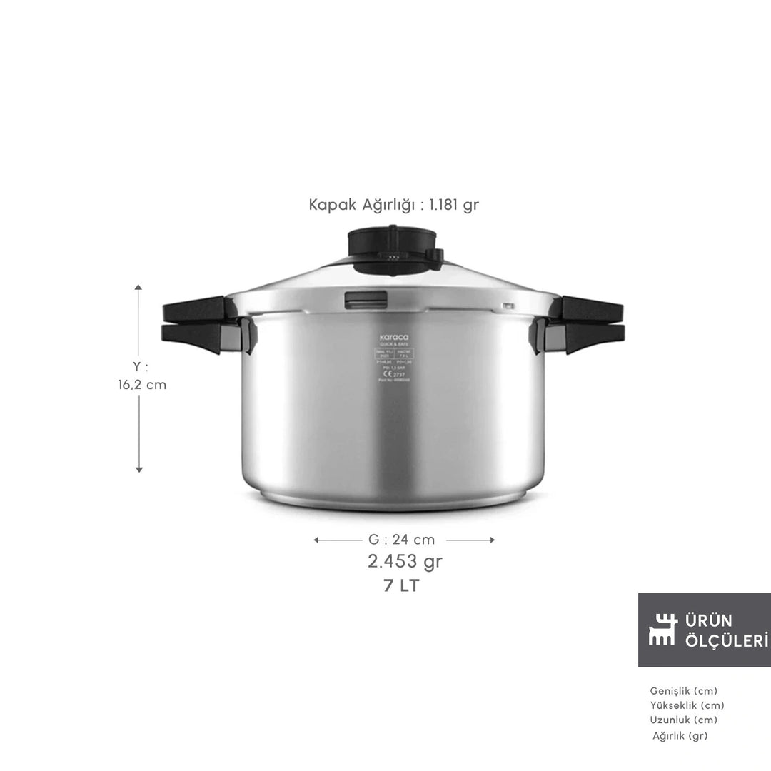 Trykkoger i rustfrit stål Karaca Quick &amp; Safe – 7 liter