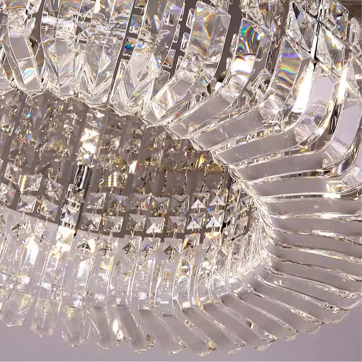 LED Krystal Loftlampe Sølv 50 cm 3 Lysindstillinger