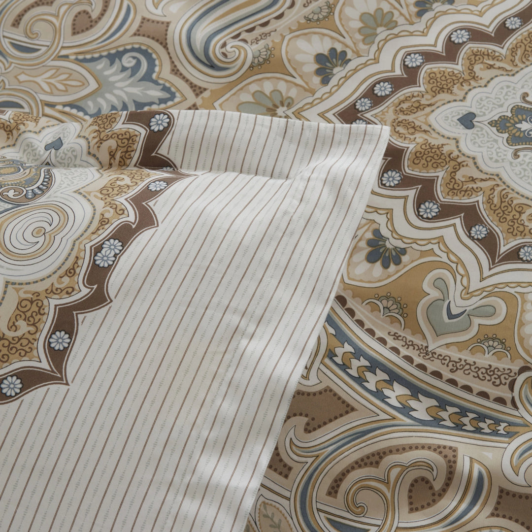 Karaca Home Lemy 100 % bomuld dobbeltdyne-sengesæt – Beige