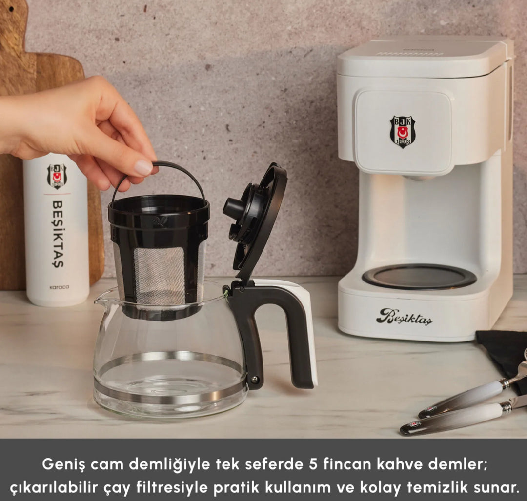 Karaca x Besiktas Just Coffee Aroma 2-in-1 Filterkaffe- og Temaskine - Hvid
