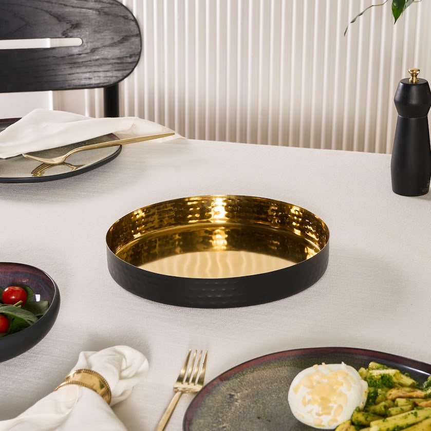 Karaca Arven Dekorativ Bakke – 26 cm - 18/10 Rustfrit Stål - Guld/Sort