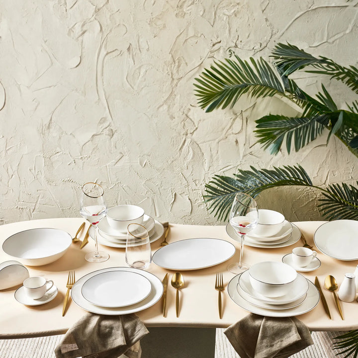 Karaca Epsilon Porcelænssæt Sølvkant - 76 dele 12 personer