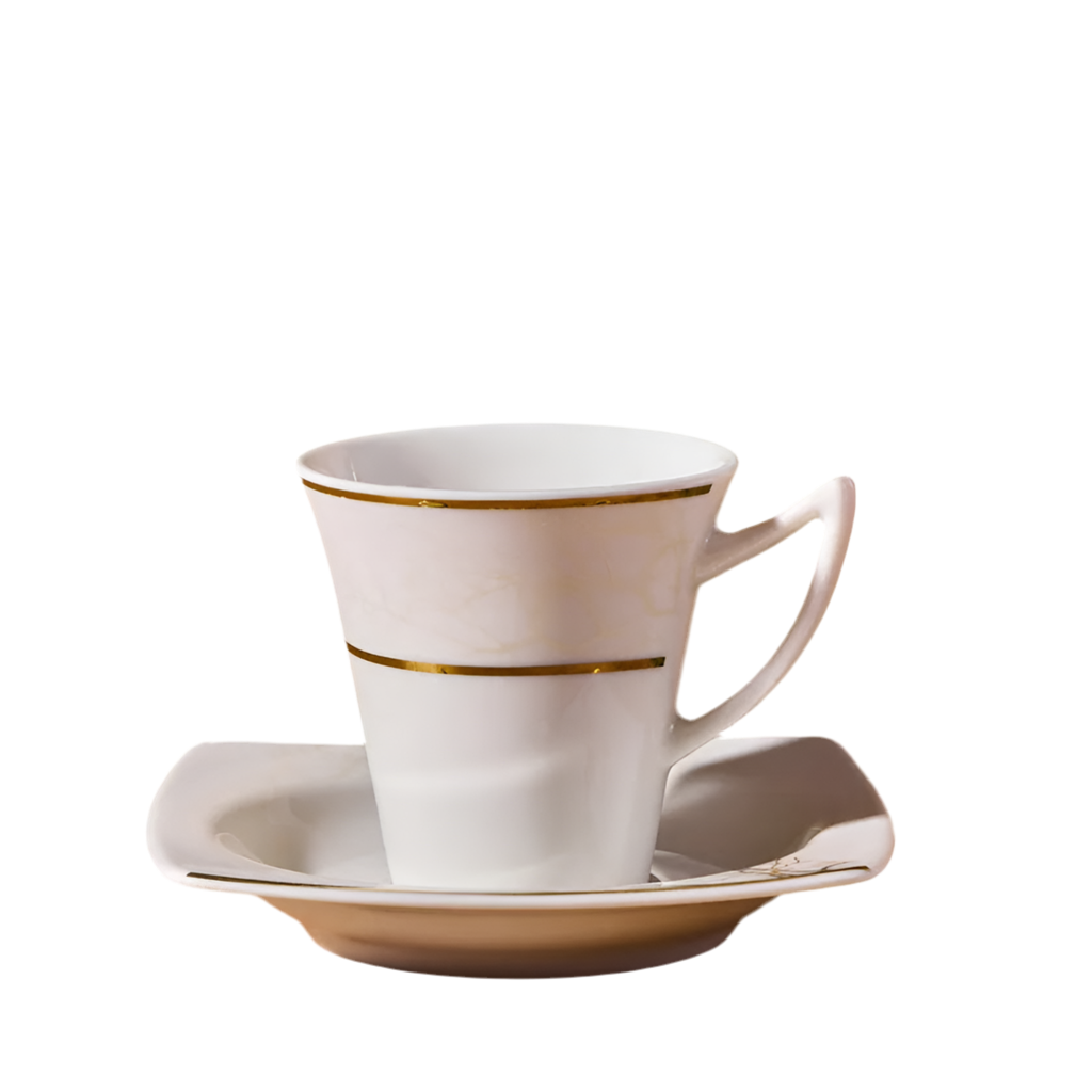 Karaca Autumn Espresso Kaffesæt til 6 personer – 85 ml - Hvid/Guld