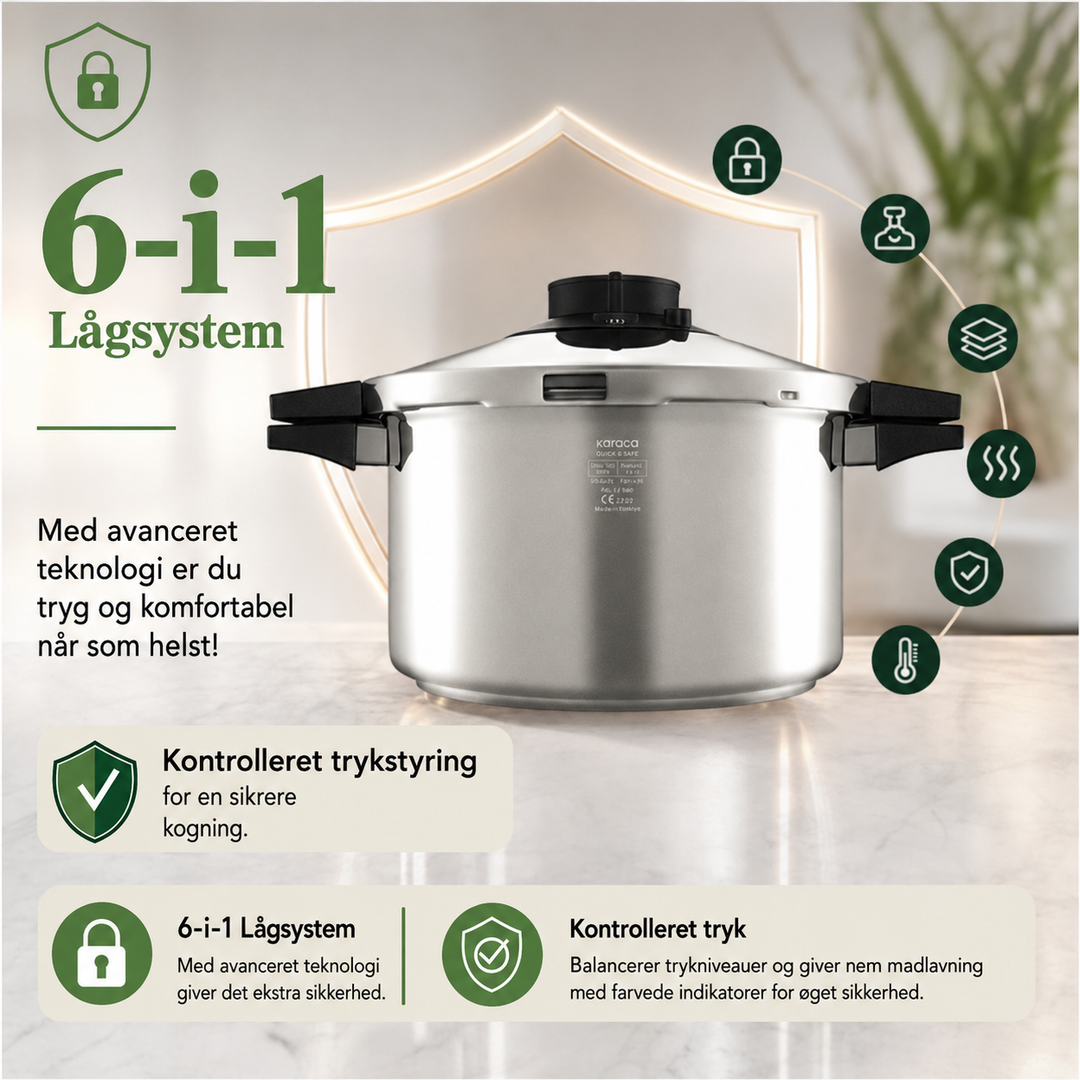Trykkoger i rustfrit stål Karaca Quick &amp; Safe – 7 liter