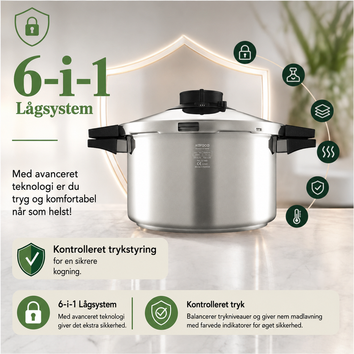 Trykkoger i rustfrit stål Karaca Quick &amp; Safe – 7 liter
