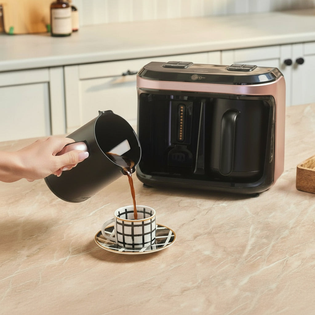 Karaca Hatır Hüp Düet Aroma – Dobbelt Tyrkisk Kaffemaskine | Rosaguld