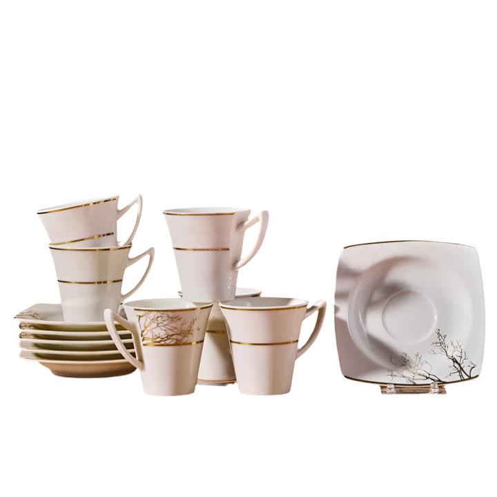 Karaca Autumn Espresso Kaffesæt til 6 personer – 85 ml - Hvid/Guld