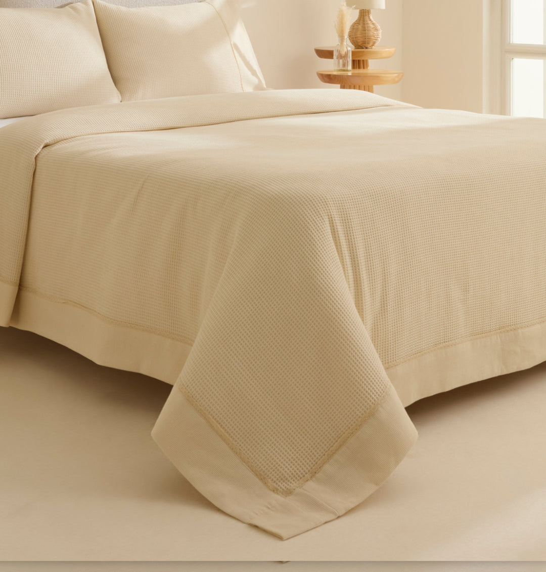 Karaca Home Elaris Gofret Dobbeltseng Overtræk – Ekru