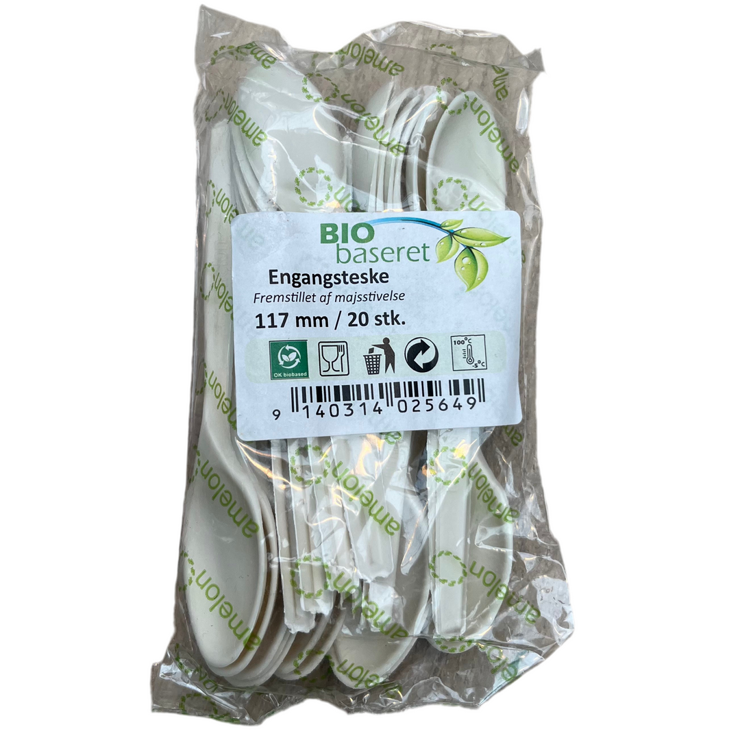 Bio-Baseret Engangsteskeer 20 stk. Hvid