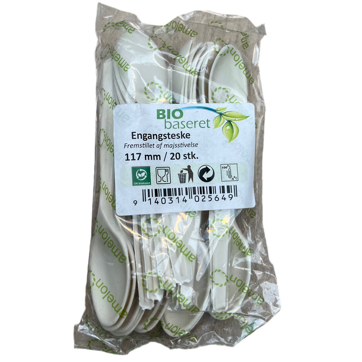 Bio-Baseret Engangsteskeer 20 stk. Hvid