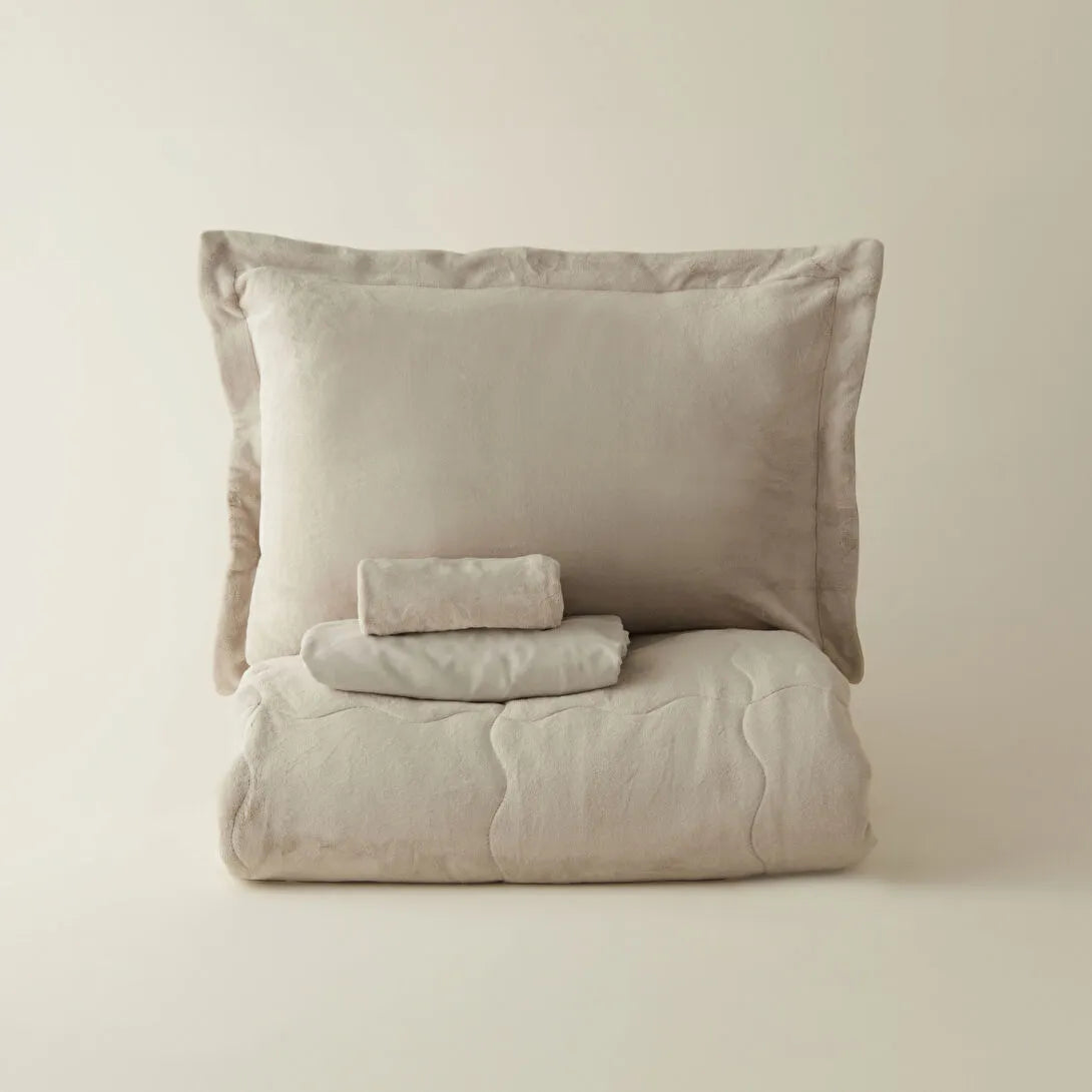 Karaca Home Flufy Soft Dream Comfort Set – Dobbeltseng Sengetæppe 195x215 cm - Beige