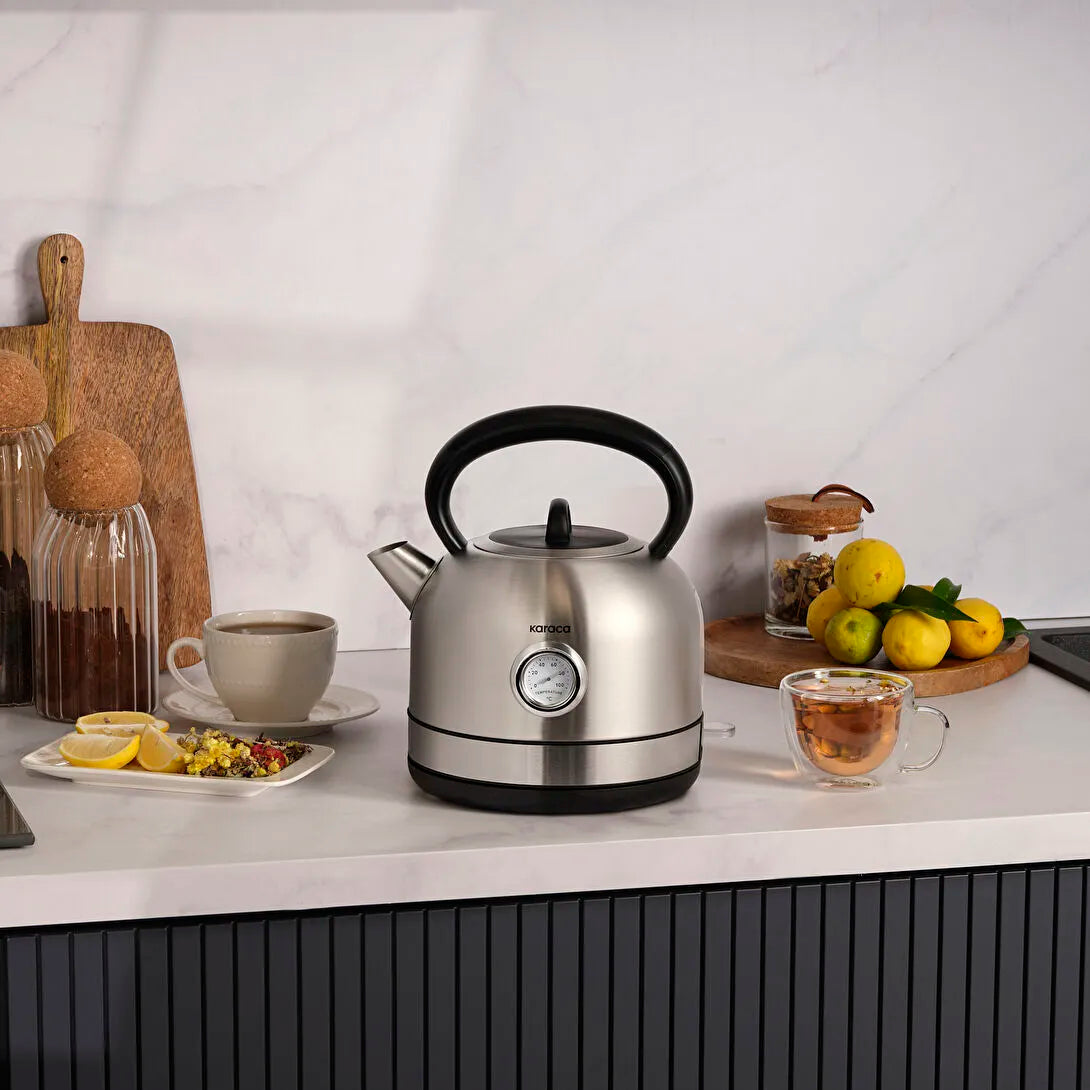 Karaca Retro 2202 Elkedel – Nostalgi og Kraftfuld Elegance Grå (2200W)