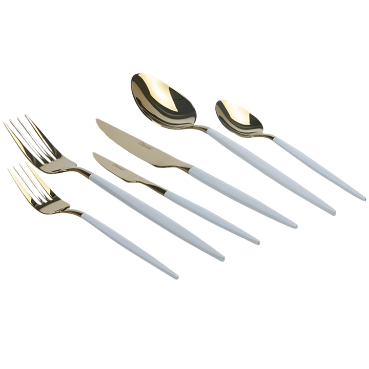 Guld/Hvid Ferveo Bestiksæt 36 dele, 6 kuverter