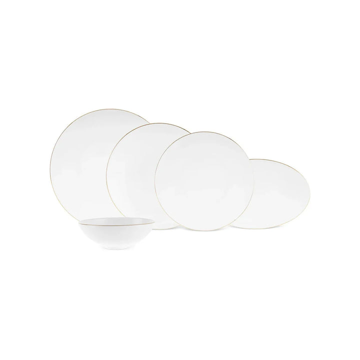 Karaca Fine Pearl - Extra Chanak Tallerkensæt - 55 dele | 12 personer | Hvid/Guld