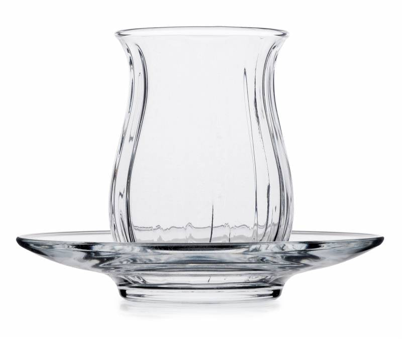 Te Glas Sæt 12 Dele 6 glas og 6 underkopper- fra Pasabahce Linka - Løven Home