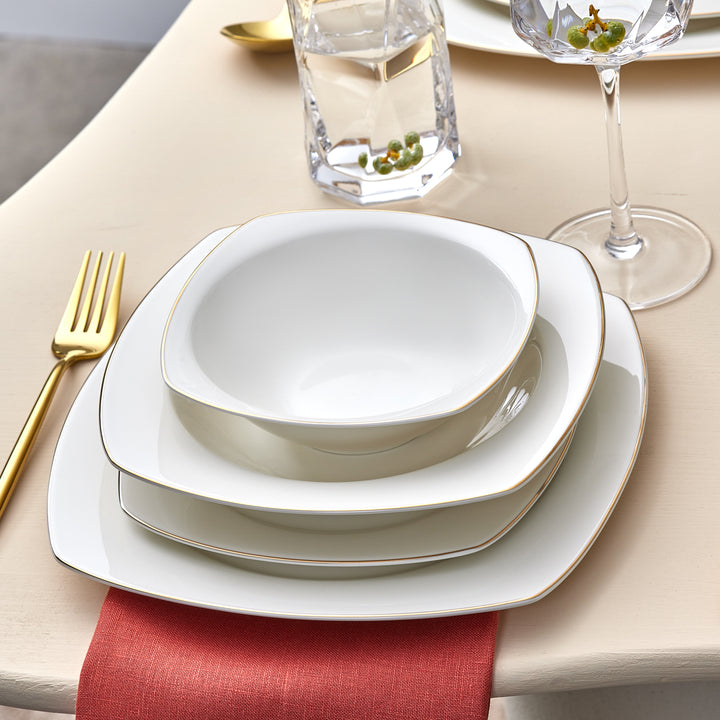 Karaca Mane Porcelænssæt Guldkant - 24 dele 6 personer