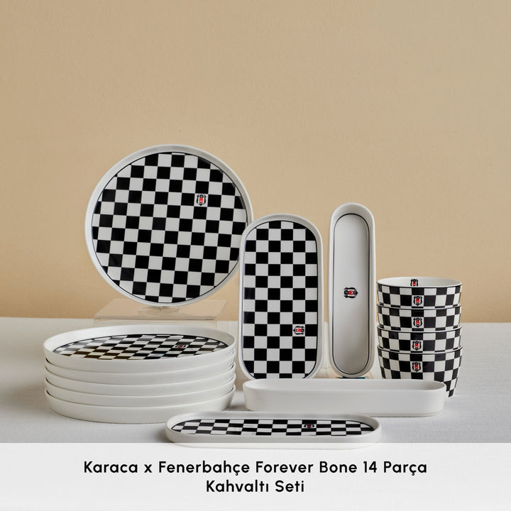 Karaca x Beşiktaş Forever Bone Morgenmadssæt – 14 dele til 6 personer