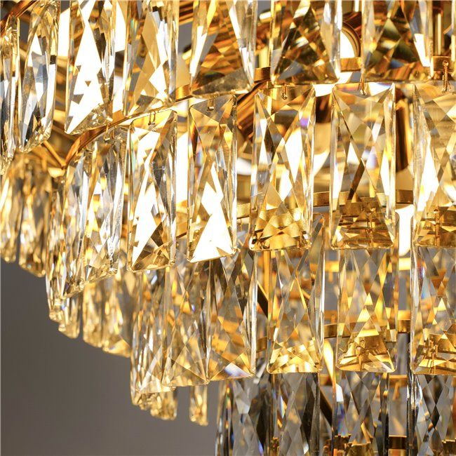 Luxury Living - Krystal Loftlampe - Guldfarvet | Ø50 cm