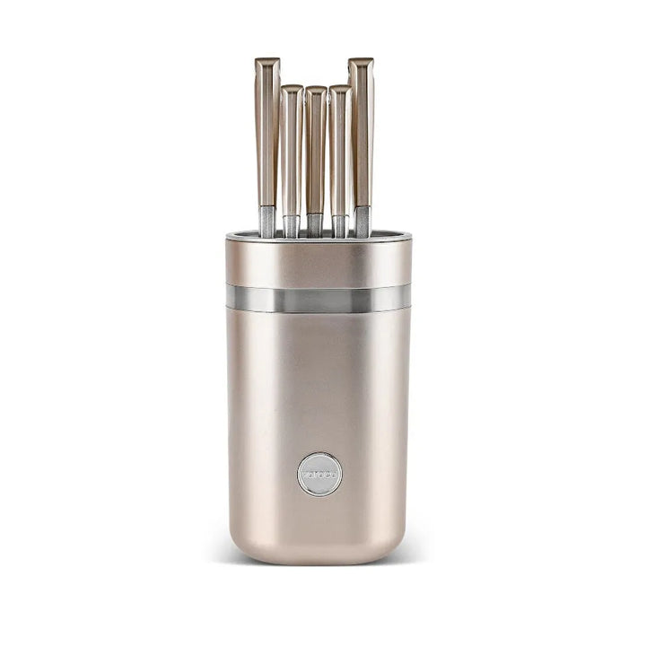 Karaca Mastermaid Mineral Gold Knivsæt – 6 Dele med Moderne Knivblok