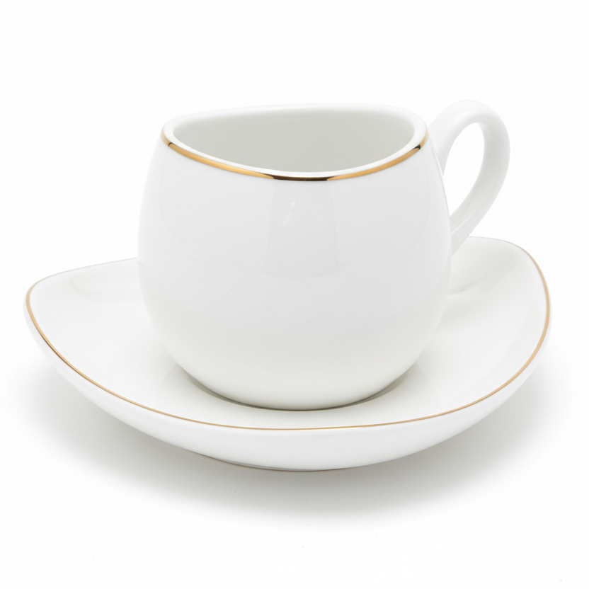 Karaca Streamline Tribe Espressosæt - til 2 Personer – 90 ml - Hvid/Guldkant