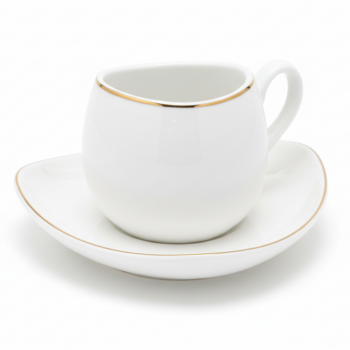 Karaca Streamline Tribe Espressosæt - til 2 Personer – 90 ml - Hvid/Guldkant