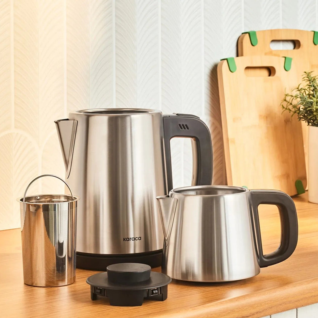 Karaca Tea Break 2 i 1 Elkedel & Tekoger, Rustfrit Stål – Inox Sort
