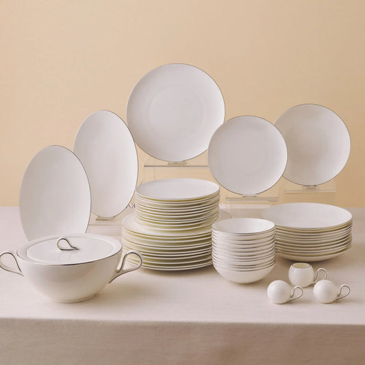 Karaca Fine Pearl Extra Chanak Middagssæt | 55 dele | 12 personer | Platin