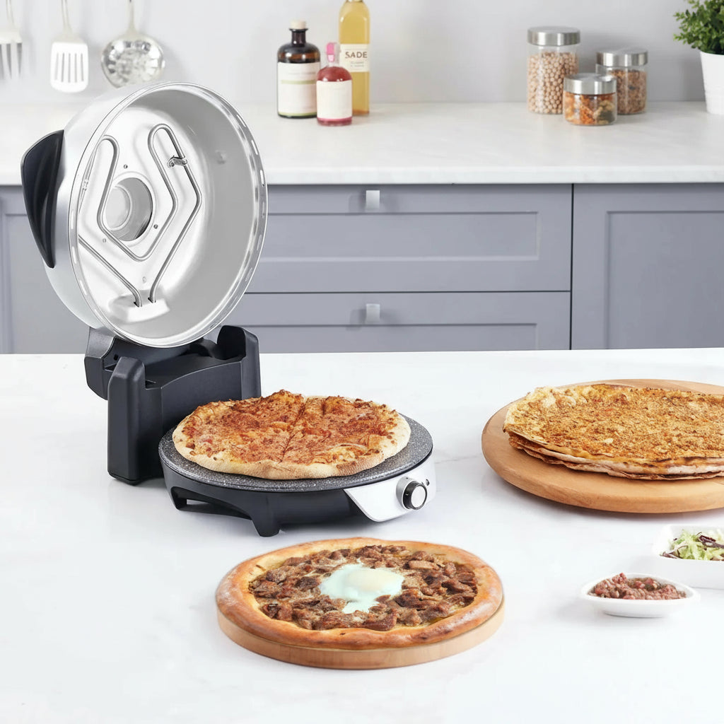 Karaca Gastro 10-i-1 Pizza, Lahmacun & Tandoori Brødmaskine – Biodiamant Sølv - 30 CM