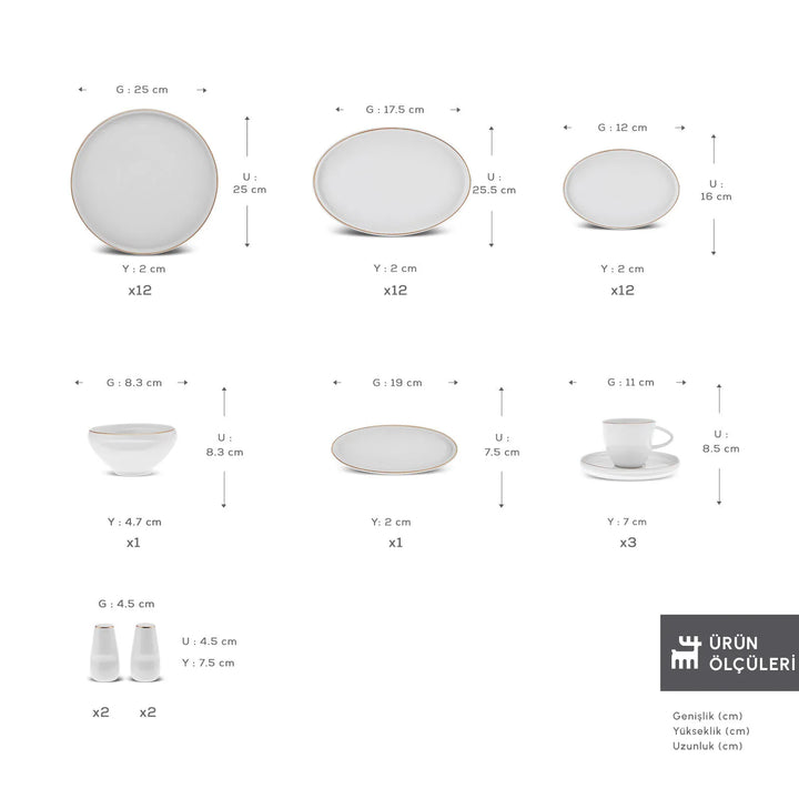 Karaca Stream Bone Sunset 34 Dele Morgenmadssæt til 6 personer – Guld